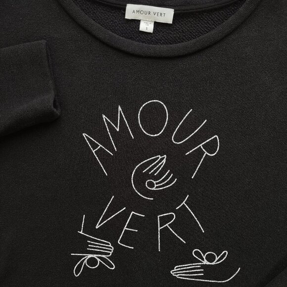 Amour Vert Organic Cotton Sweatshirt Relaxed Fit Crewneck  Women Size Small Boho - Picture 5 of 8